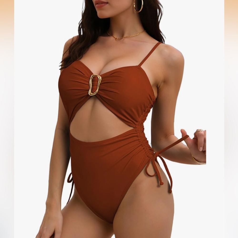 VIOTTISET | Cut Out Drawstring, Cheeky High Cut, One Piece Swimsuit, Size Small